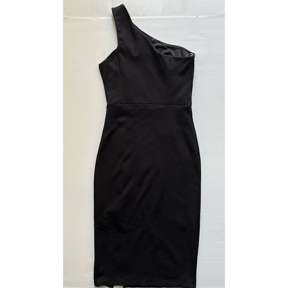 Soprano Black One-Shoulder Bodycon Dress Sleek Party Sz XS - Picture 5 of 8